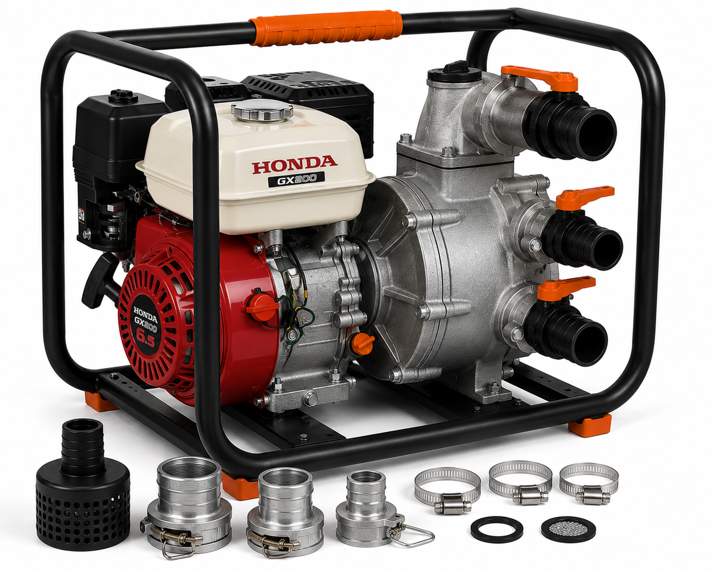 Bomba de agua de alta presión 5Kg motor Honda GX200 3 SALIDAS